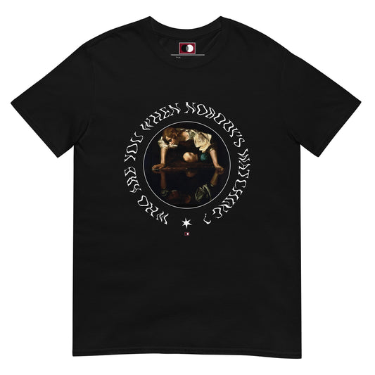 Caravaggio's Narcissus Artsy Streetwear T-shirt | Ariarta